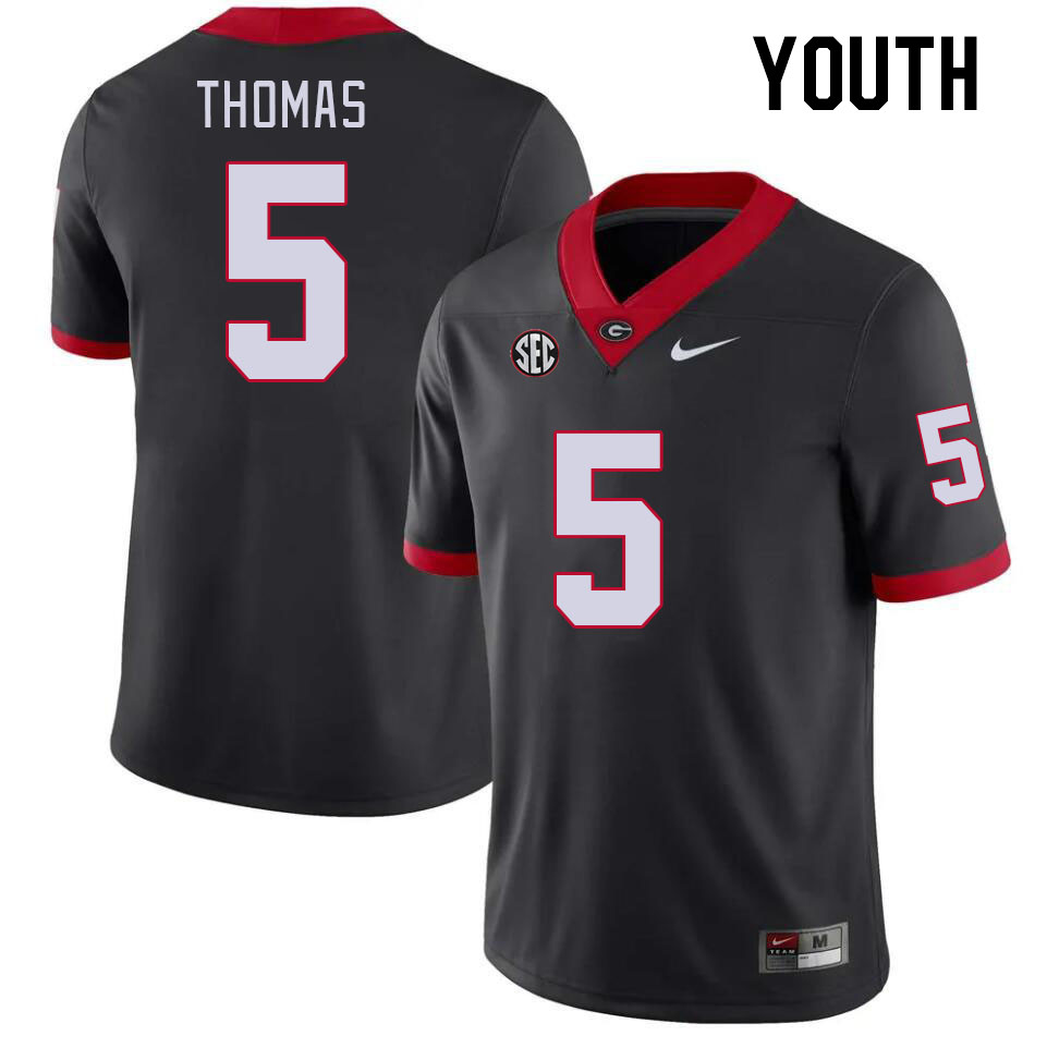 Georgia Bulldogs Youth Rara Thomas #5 Black Stitched College UGA Football Jersey 23DU012OO